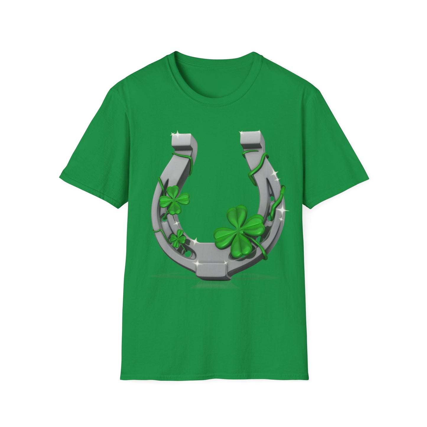 St. Patricks Day Horseshoe Clover - Soft-Style T-shirt