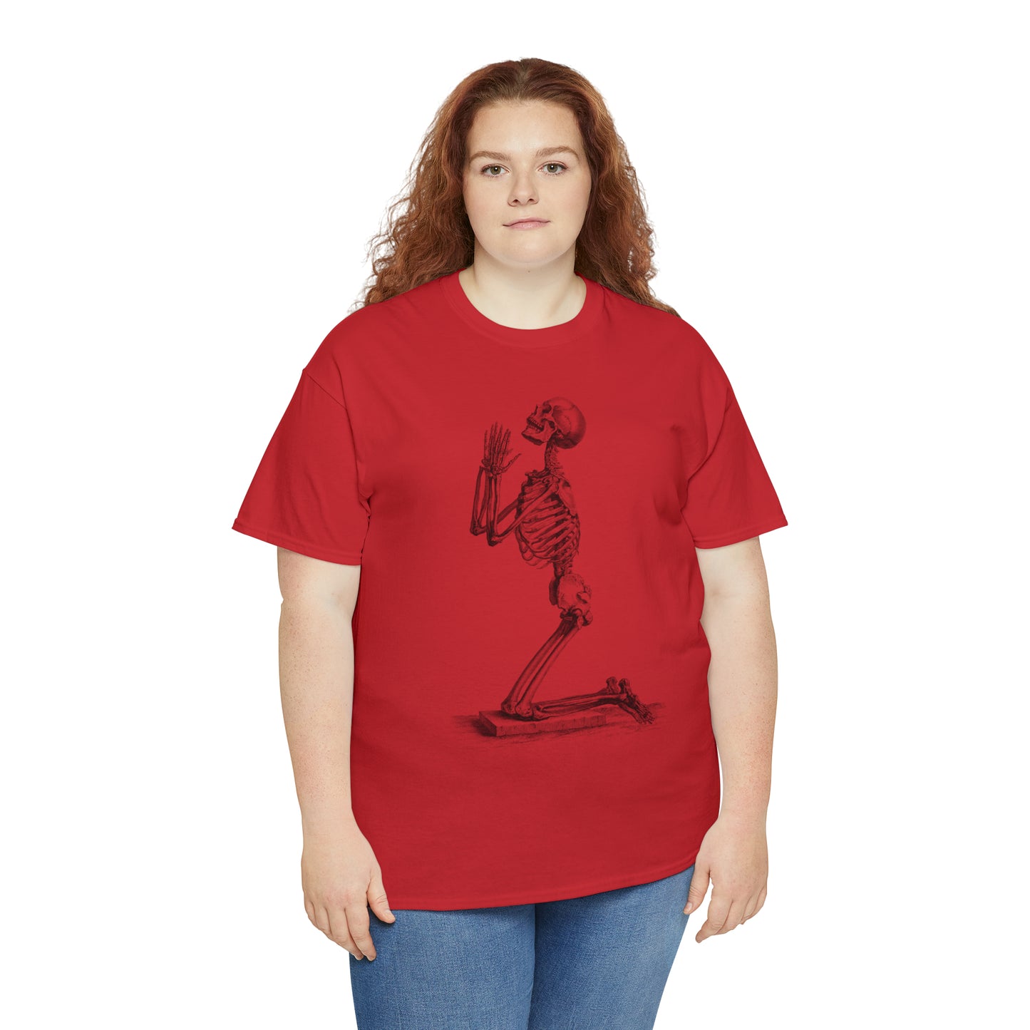Halloween Praying Skeleton - Unisex Heavy Cotton Tee
