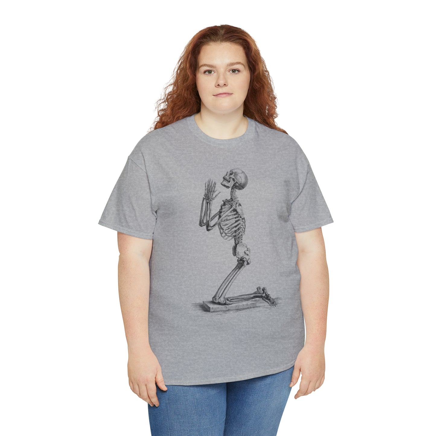 Halloween Praying Skeleton - Unisex Heavy Cotton Tee