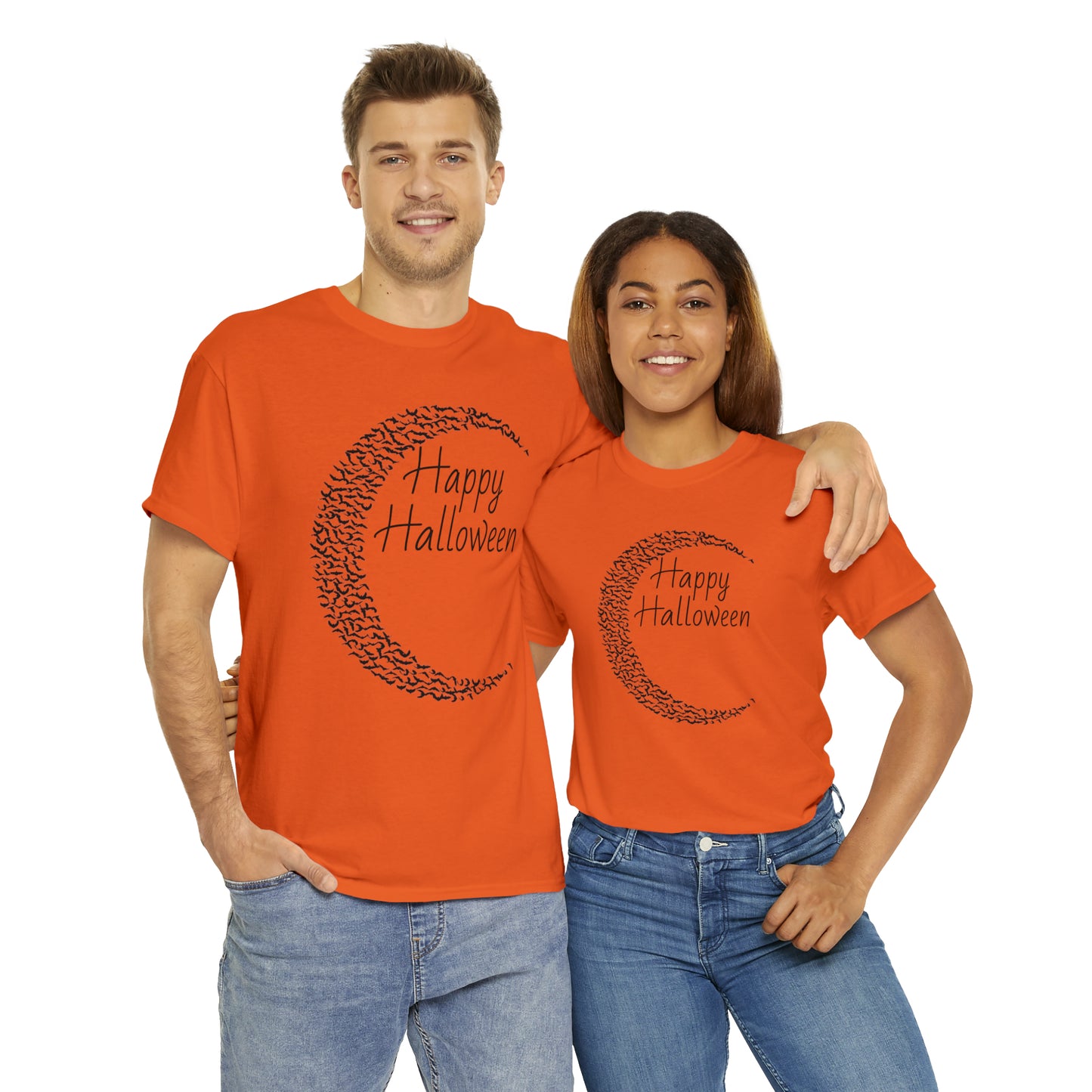 Halloween Moon Bats - Unisex Heavy Cotton Tee