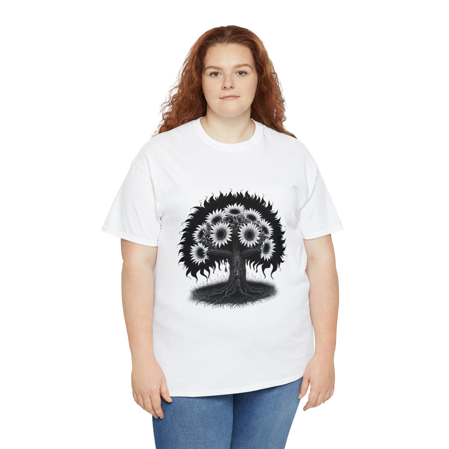Halloween Scary Sunflower Tree - Unisex Heavy Cotton Tee