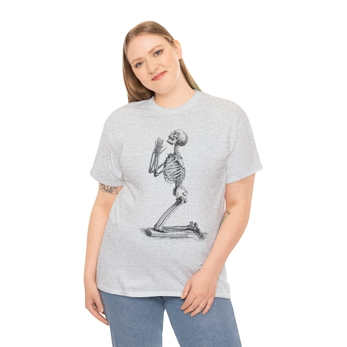 Halloween Praying Skeleton - Unisex Heavy Cotton Tee
