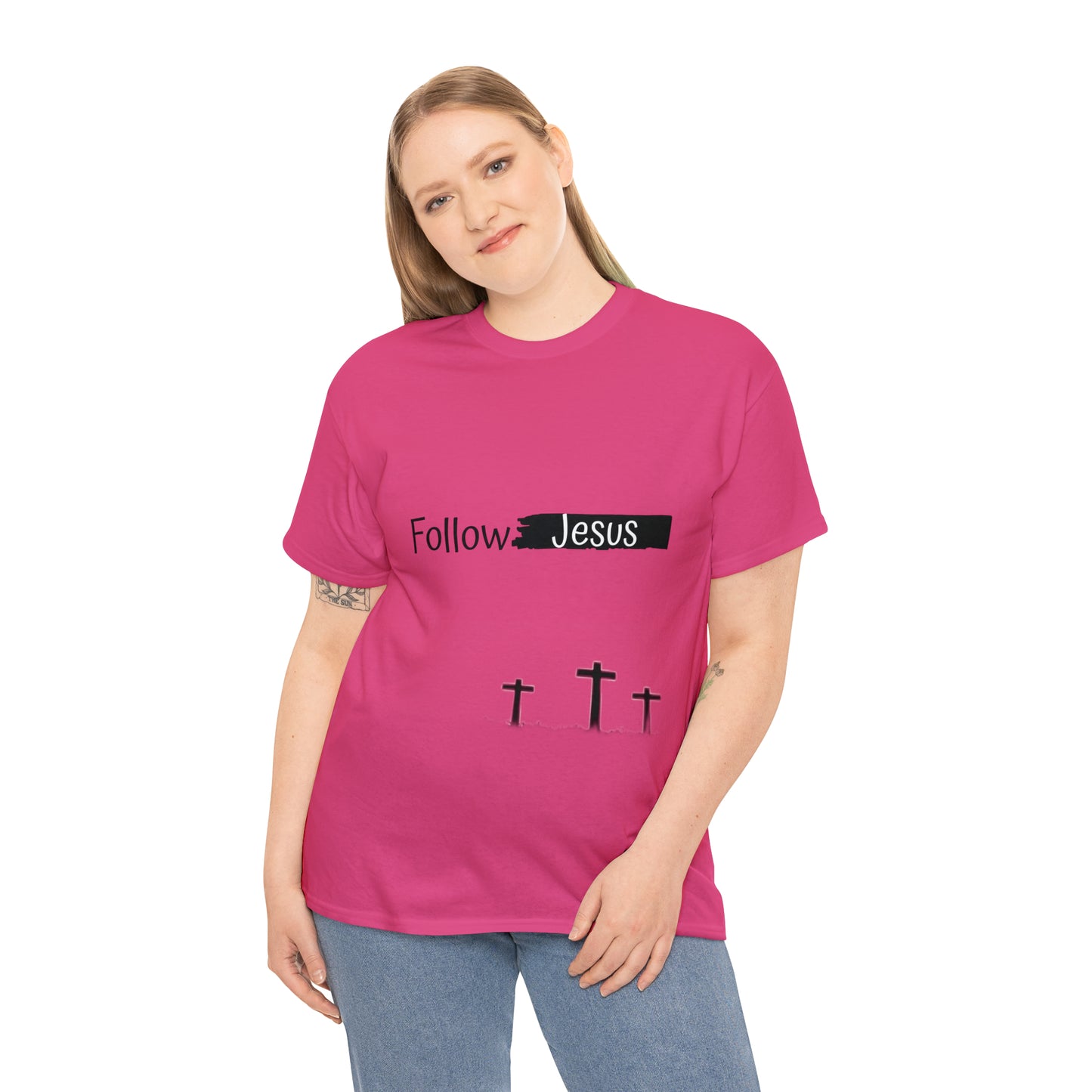Follow Jesus01 Christian tshirt - Unisex Heavy Cotton Tee