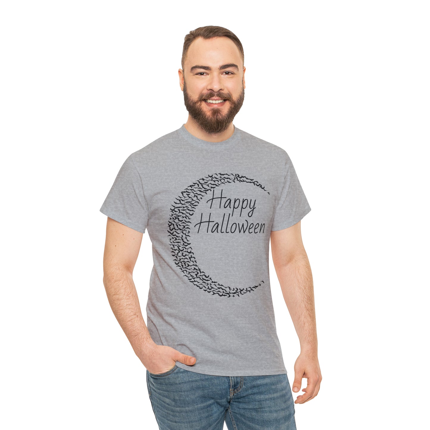 Halloween Moon Bats - Unisex Heavy Cotton Tee
