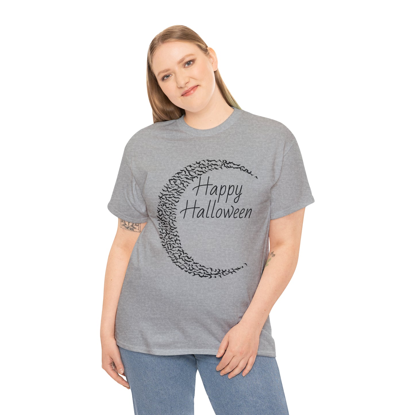 Halloween Moon Bats - Unisex Heavy Cotton Tee