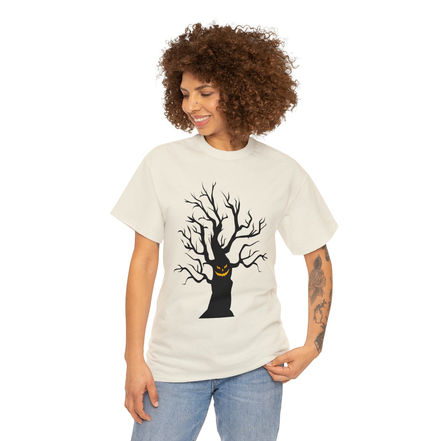 Halloween Scary Tree 03 - Unisex Heavy Cotton Tee