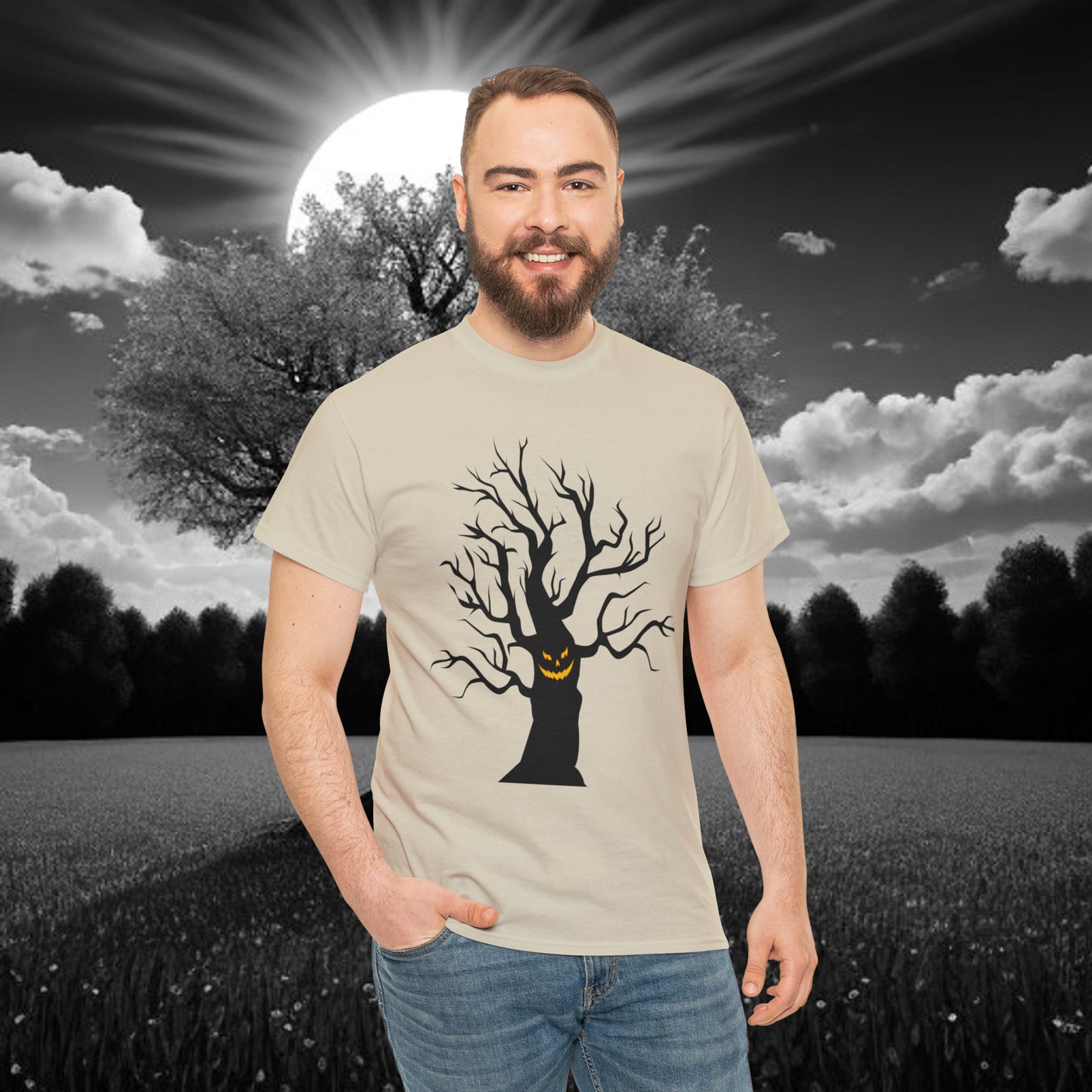 Halloween Scary Tree 03 - Unisex Heavy Cotton Tee