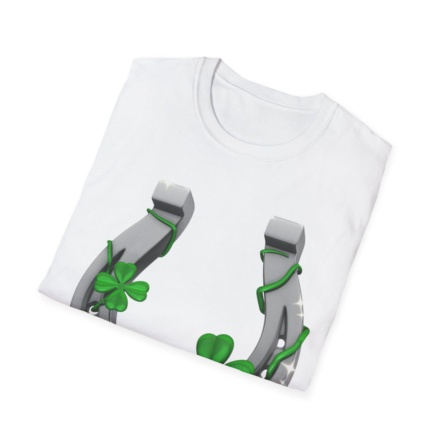 St. Patricks Day Horseshoe Clover - Soft-Style T-shirt
