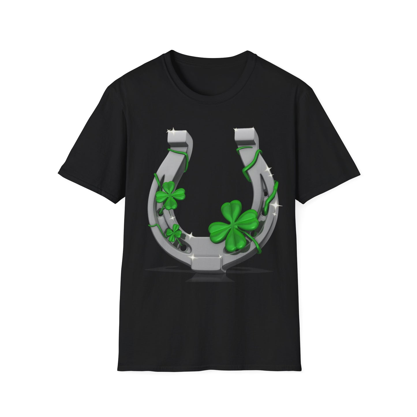 St. Patricks Day Horseshoe Clover - Soft-Style T-shirt