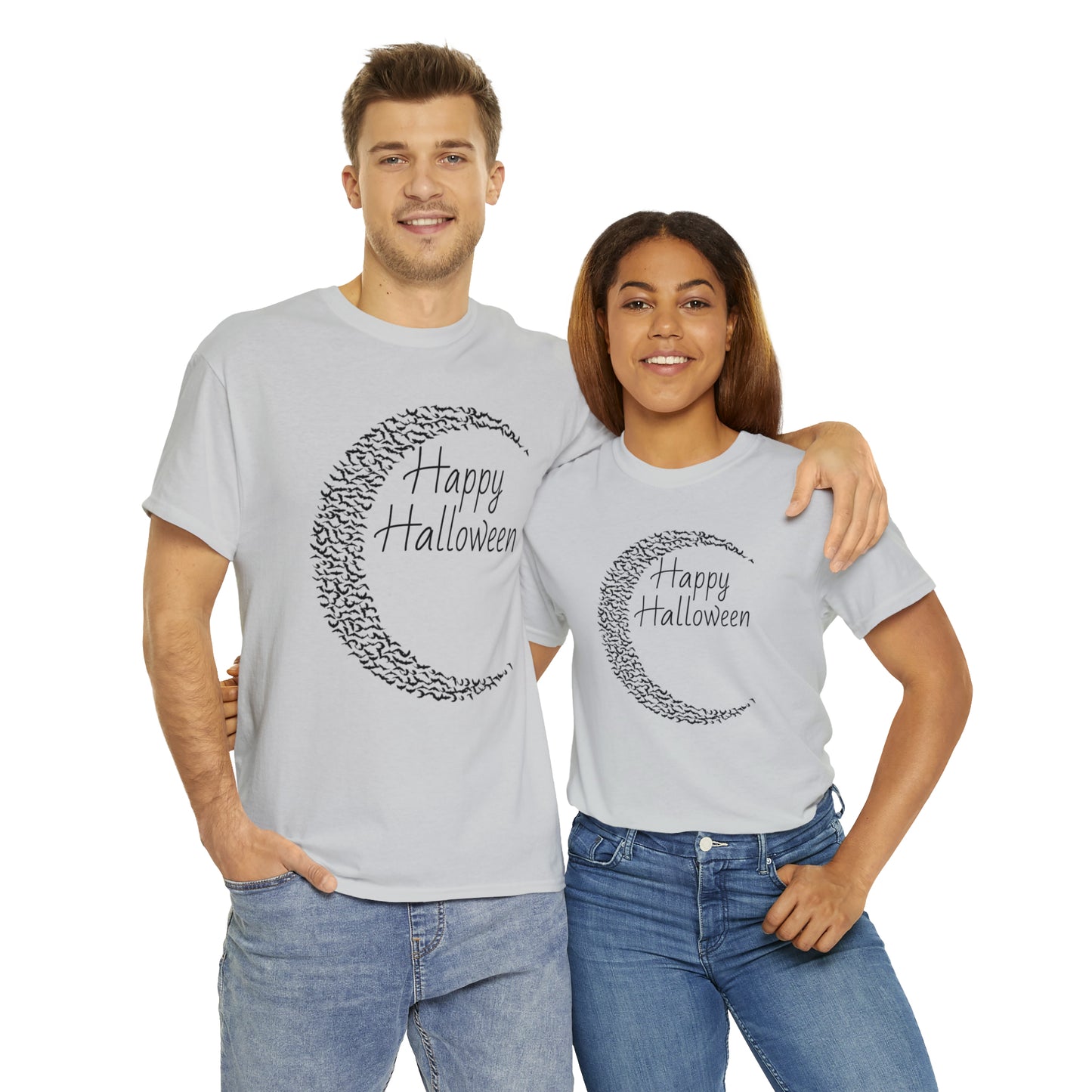 Halloween Moon Bats - Unisex Heavy Cotton Tee