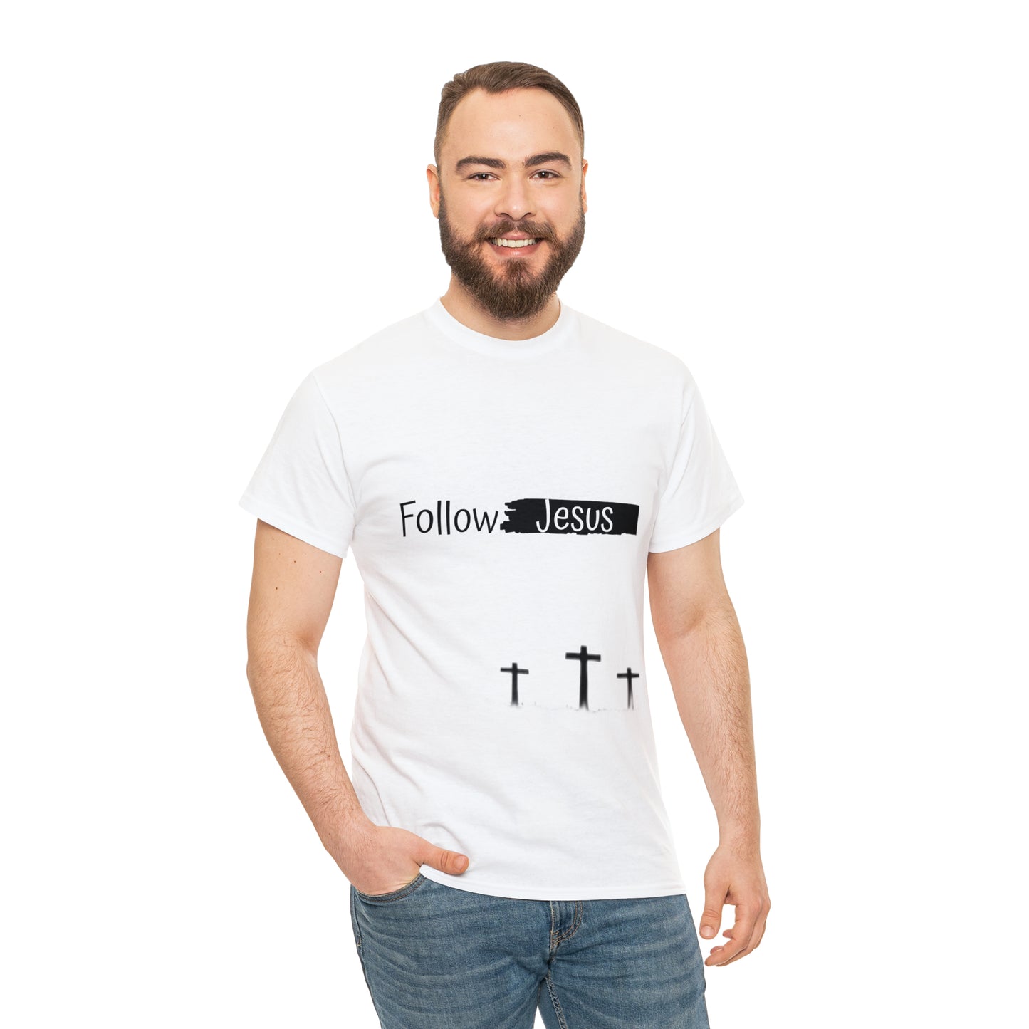Follow Jesus01 Christian tshirt - Unisex Heavy Cotton Tee