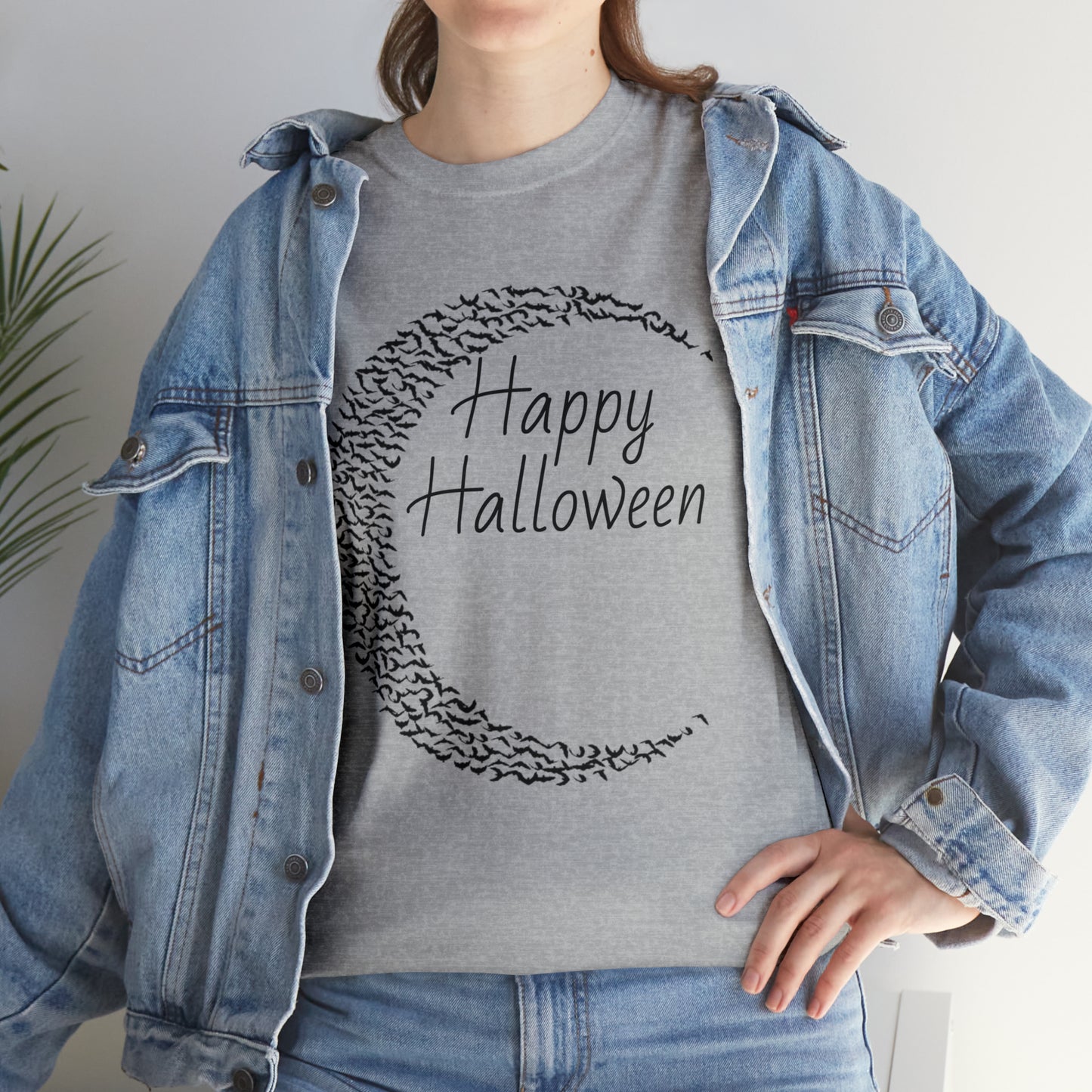 Halloween Moon Bats - Unisex Heavy Cotton Tee
