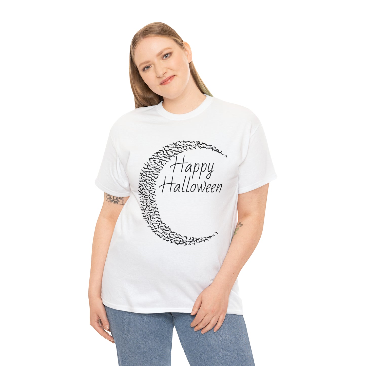 Halloween Moon Bats - Unisex Heavy Cotton Tee