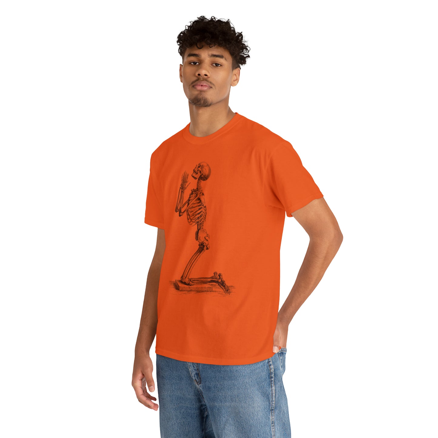 Halloween Praying Skeleton - Unisex Heavy Cotton Tee