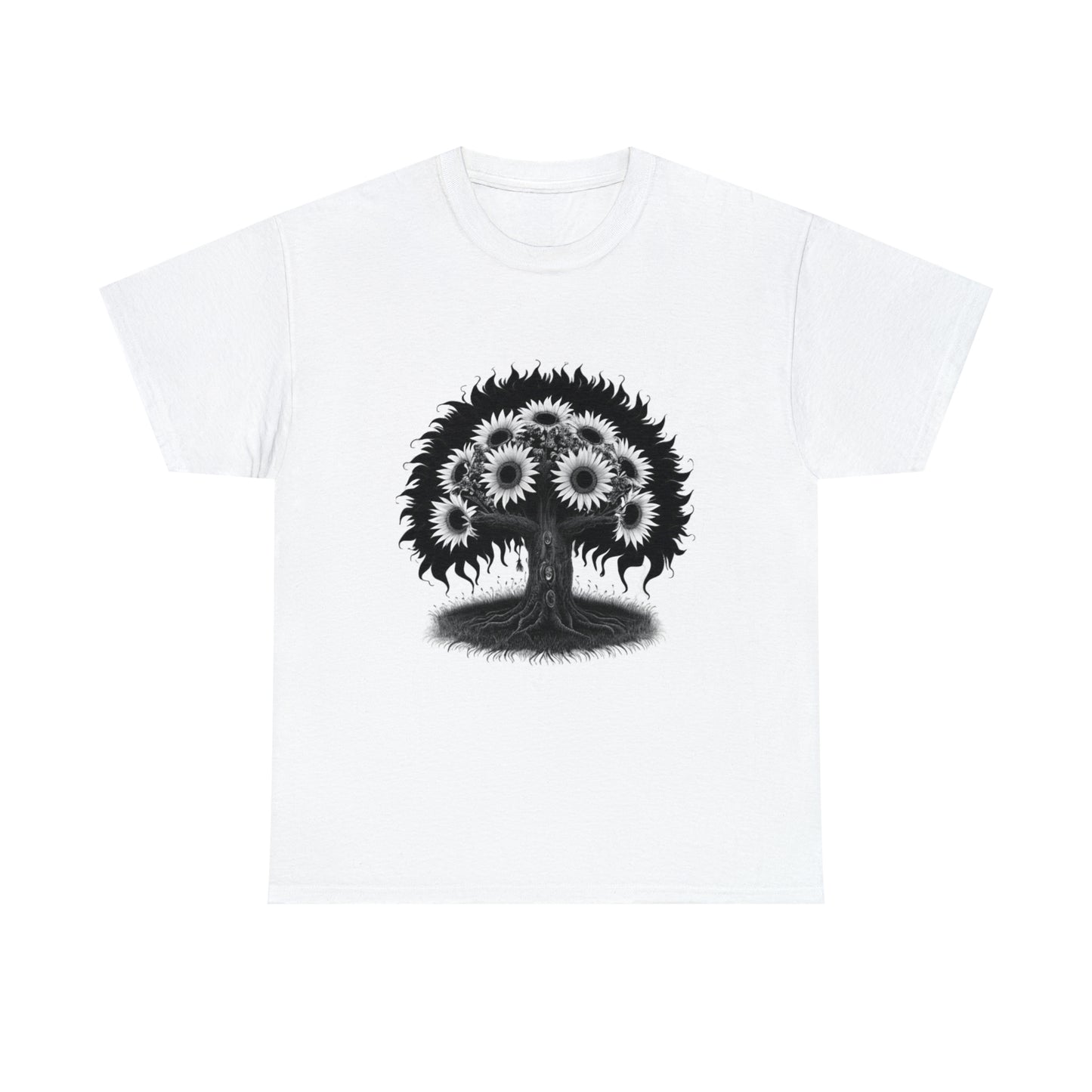 Halloween Scary Sunflower Tree - Unisex Heavy Cotton Tee