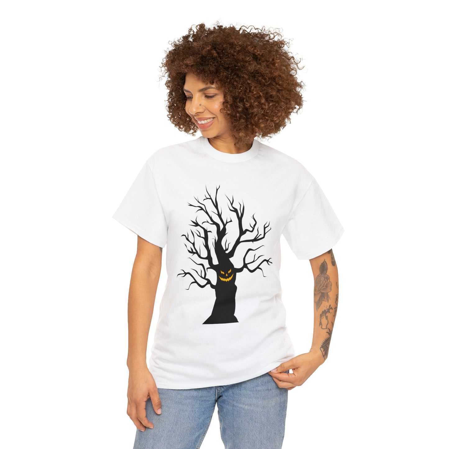 Halloween Scary Tree 03 - Unisex Heavy Cotton Tee