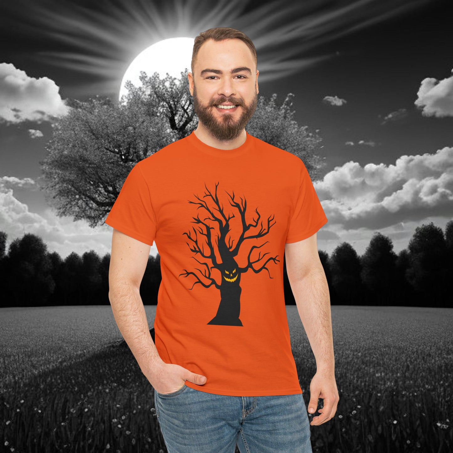 Halloween Scary Tree 03 - Unisex Heavy Cotton Tee