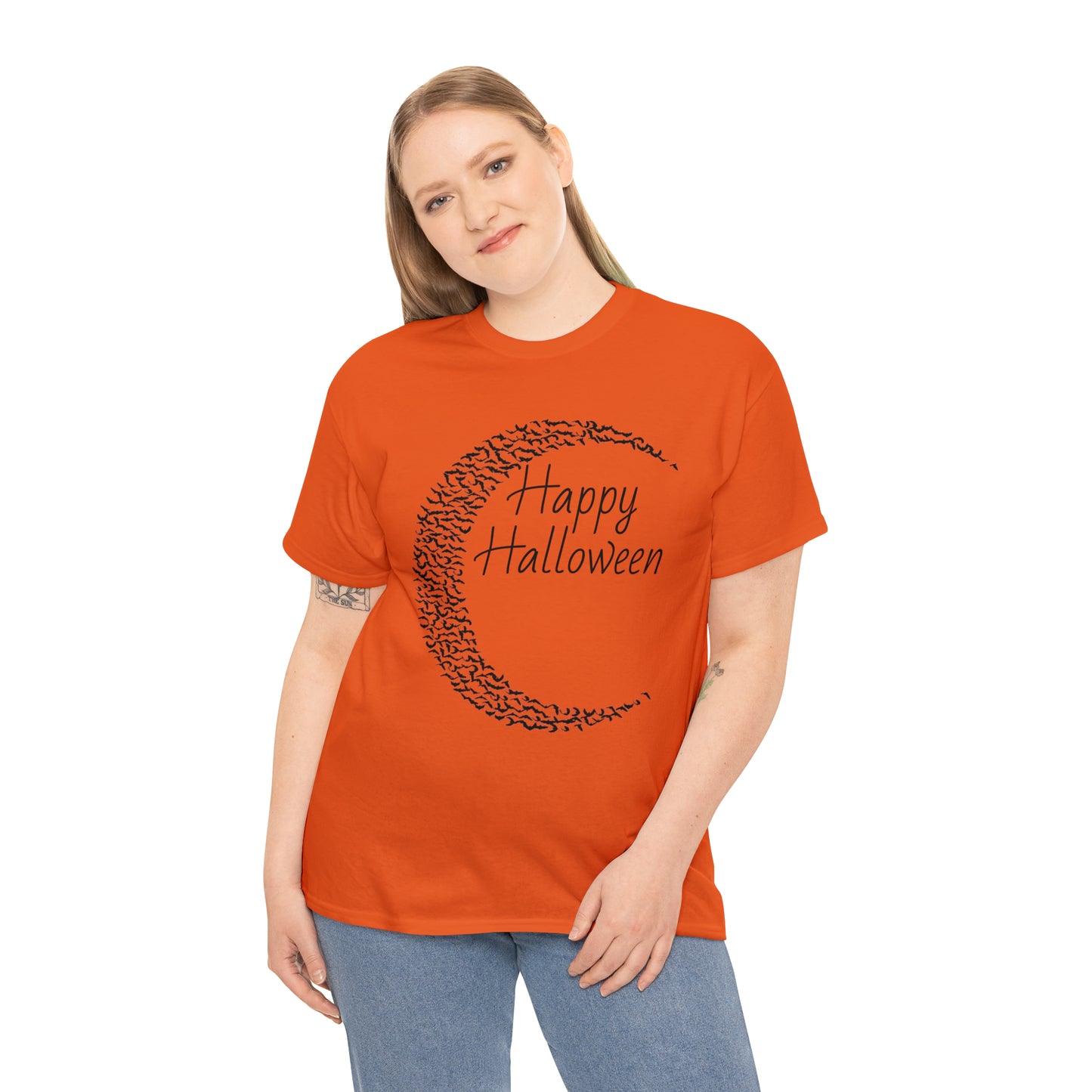 Halloween Moon Bats - Unisex Heavy Cotton Tee
