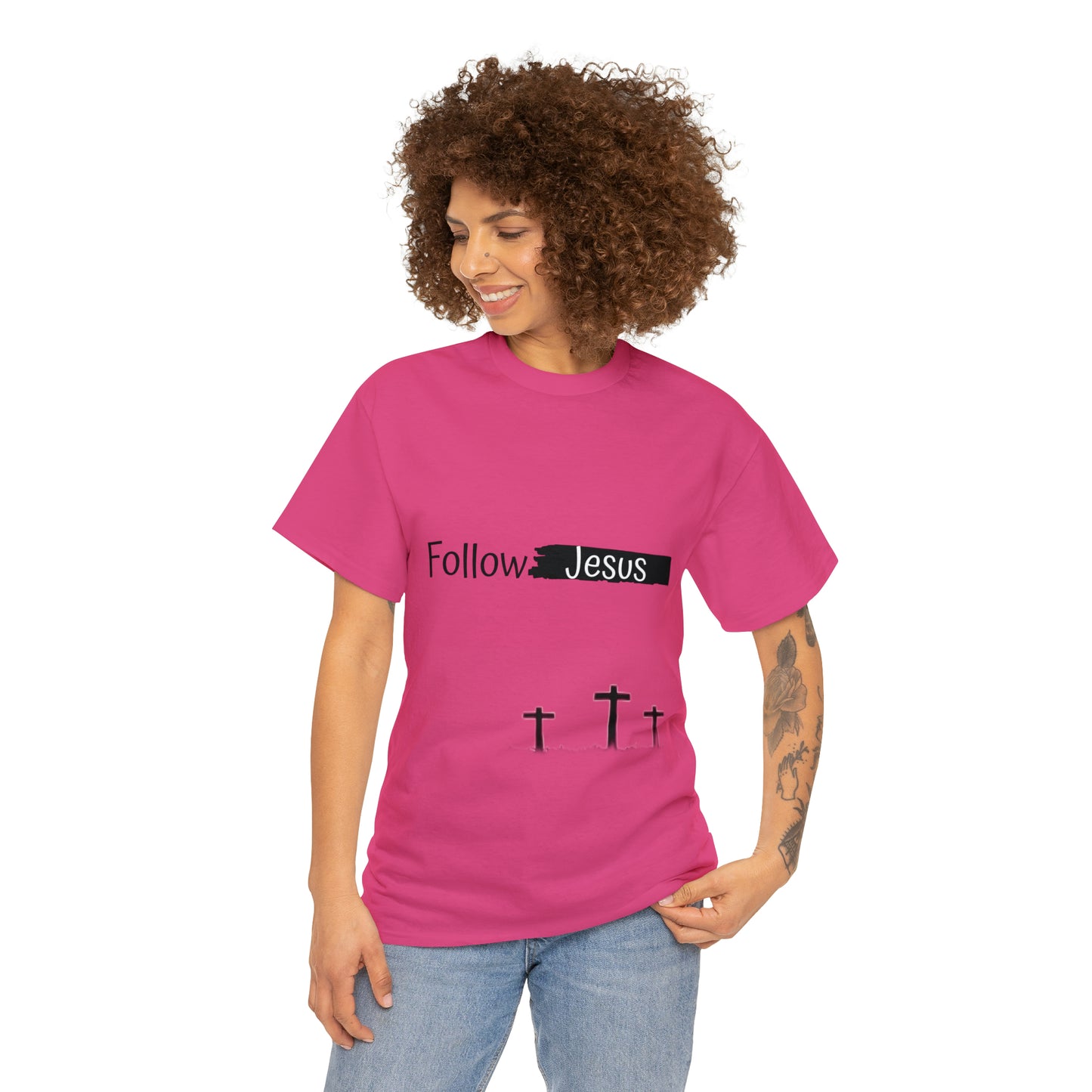 Follow Jesus01 Christian tshirt - Unisex Heavy Cotton Tee