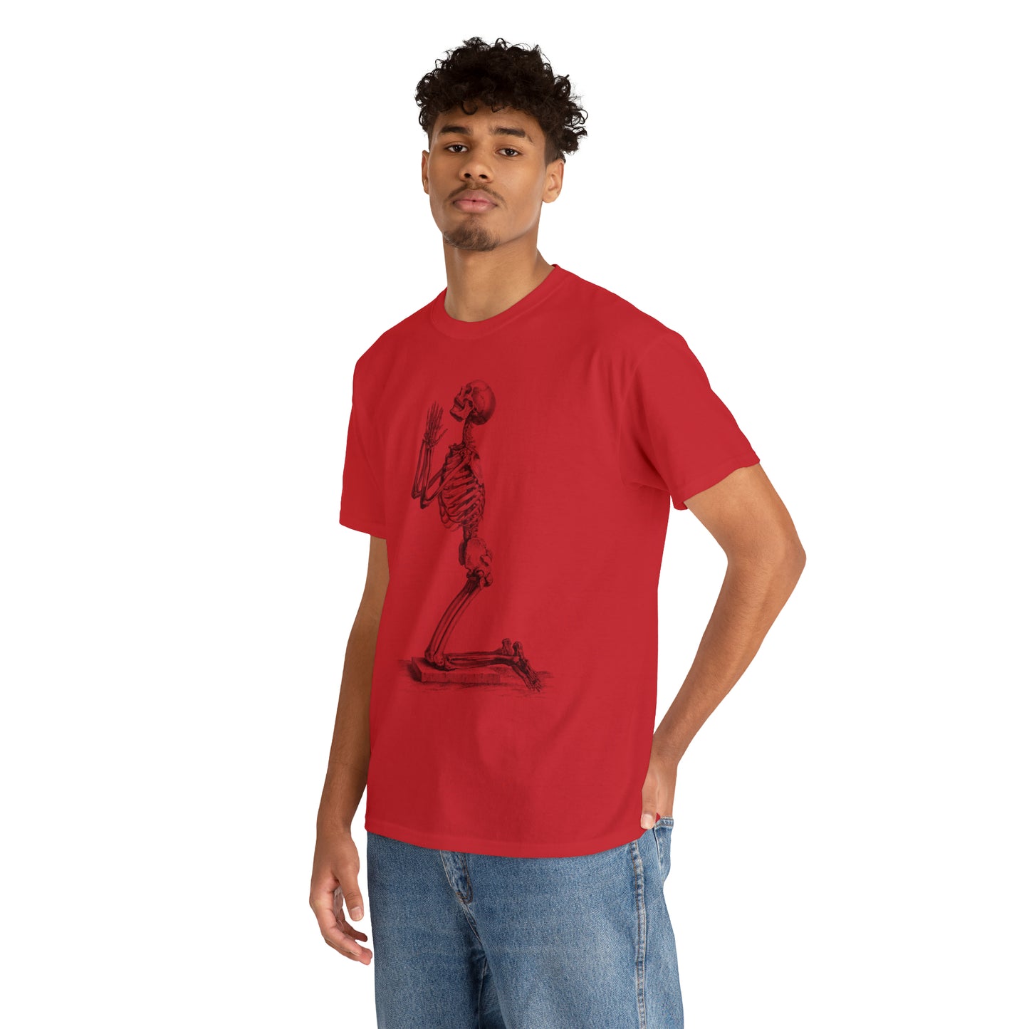 Halloween Praying Skeleton - Unisex Heavy Cotton Tee