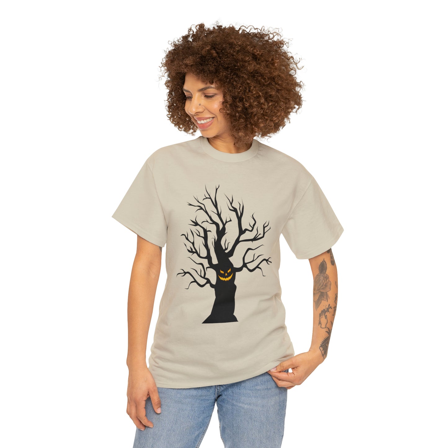 Halloween Scary Tree 03 - Unisex Heavy Cotton Tee