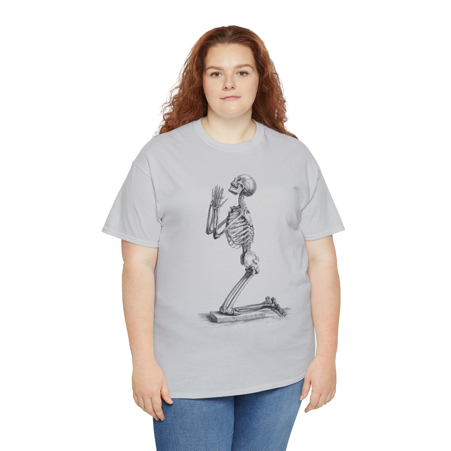 Halloween Praying Skeleton - Unisex Heavy Cotton Tee