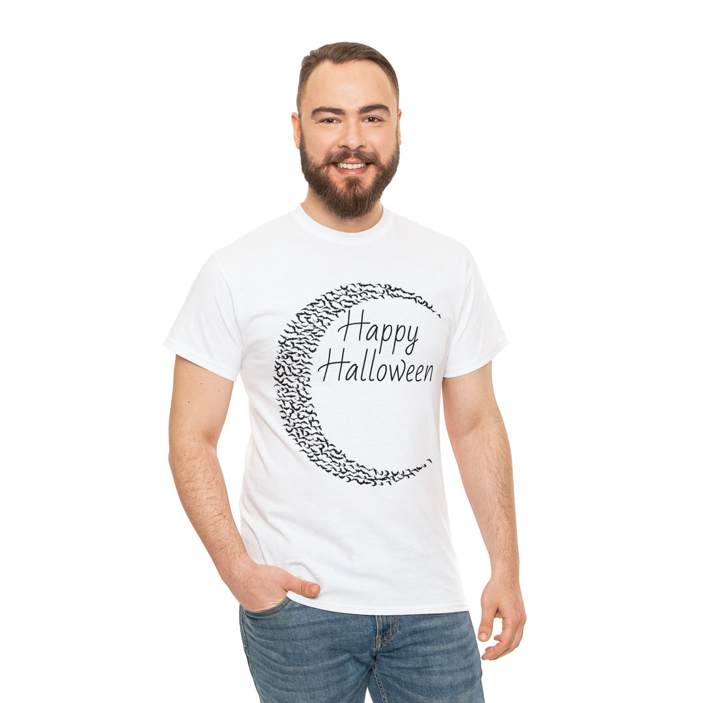 Halloween Moon Bats - Unisex Heavy Cotton Tee