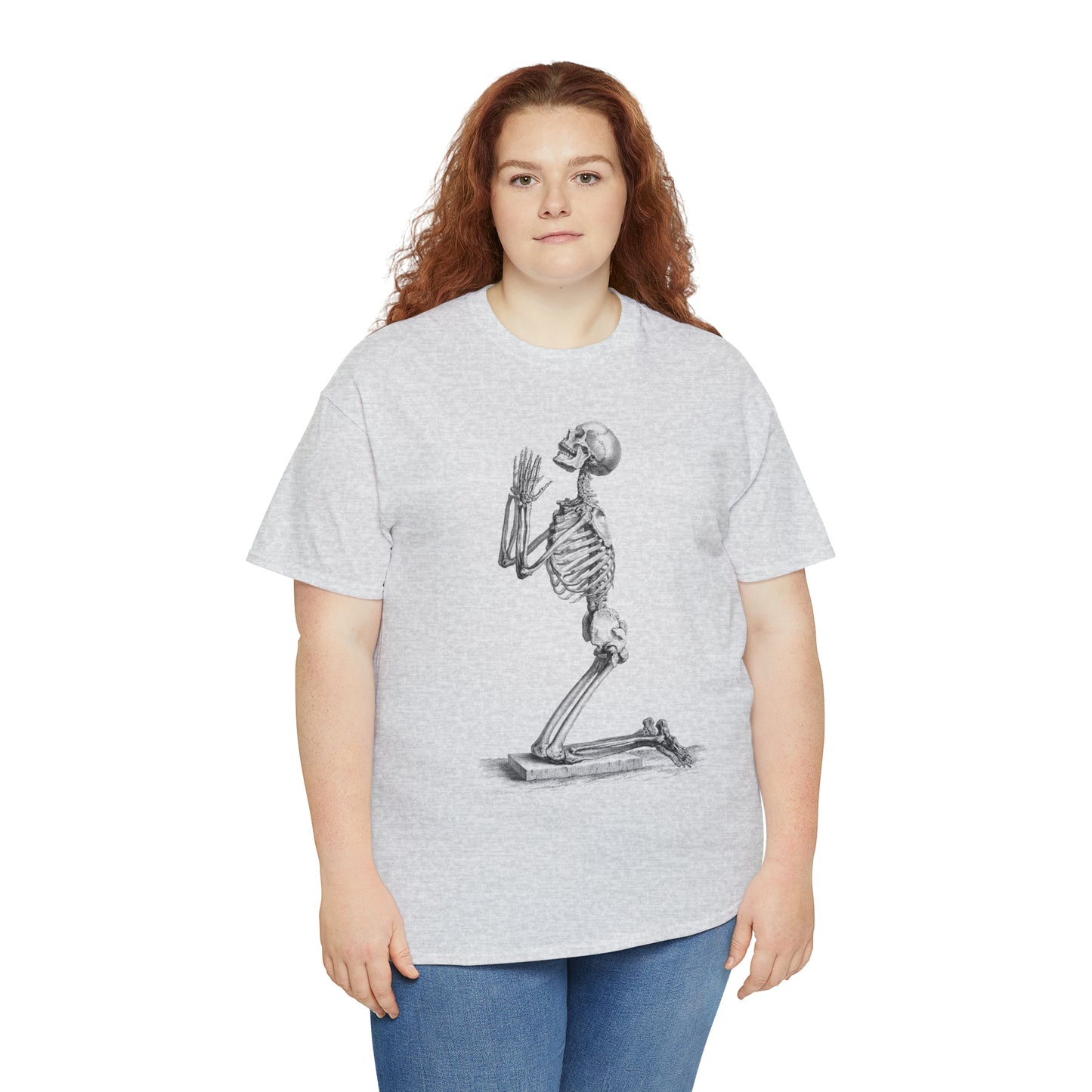 Halloween Praying Skeleton - Unisex Heavy Cotton Tee