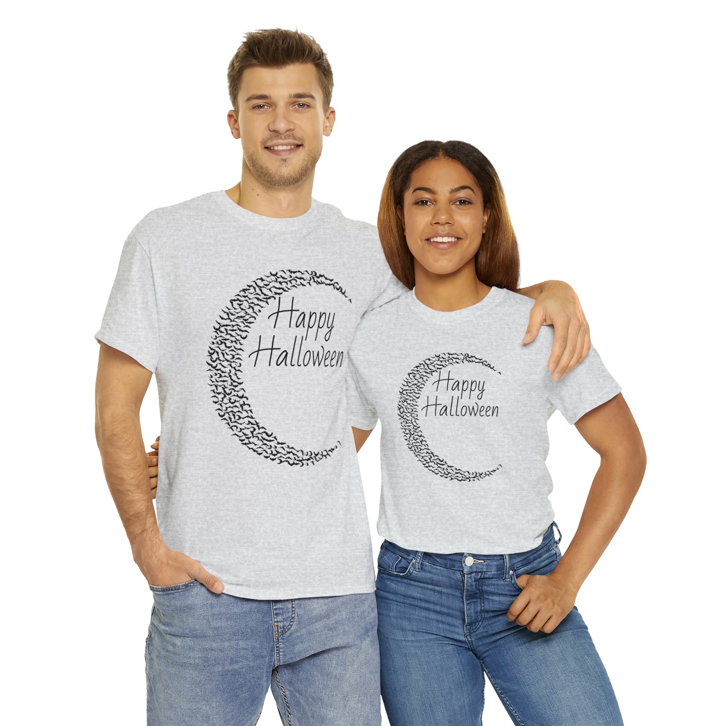 Halloween Moon Bats - Unisex Heavy Cotton Tee