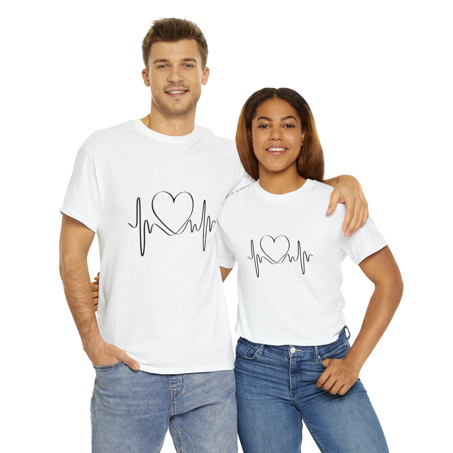 Halloween Scary Heart lines - Unisex Heavy Cotton Tee
