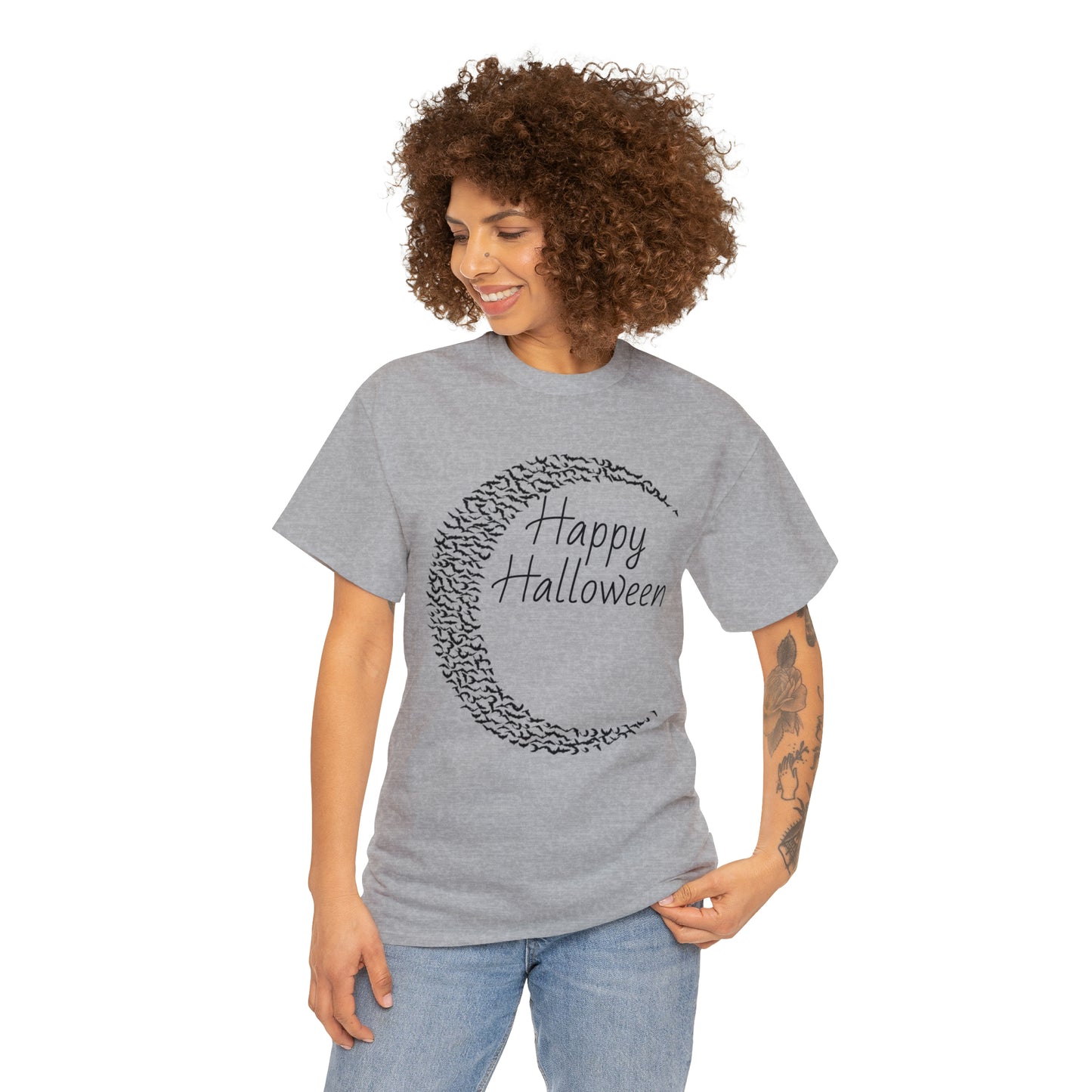 Halloween Moon Bats - Unisex Heavy Cotton Tee