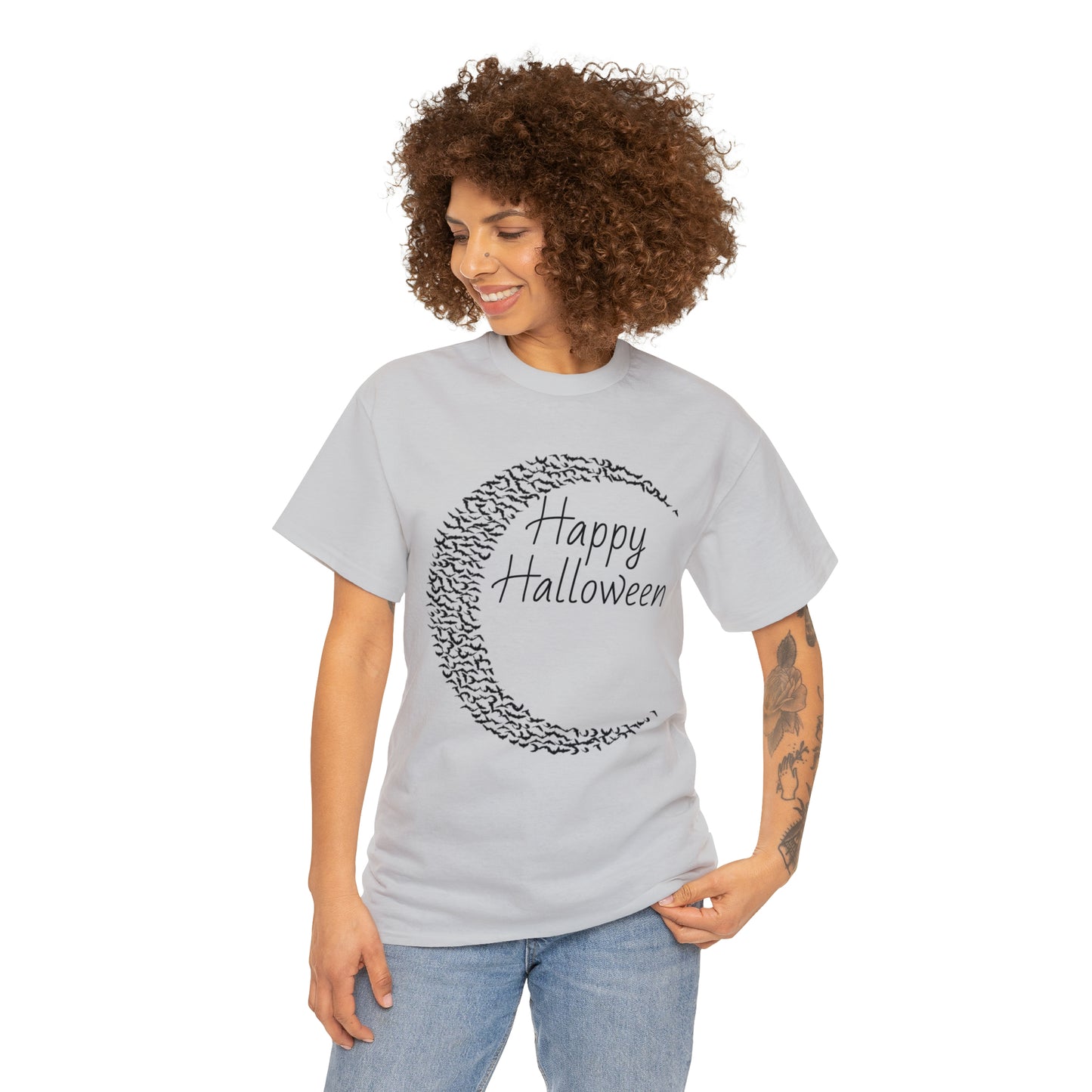 Halloween Moon Bats - Unisex Heavy Cotton Tee