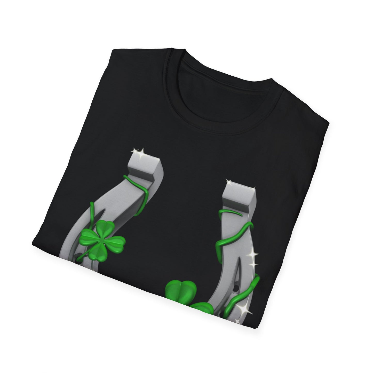 St. Patricks Day Horseshoe Clover - Soft-Style T-shirt