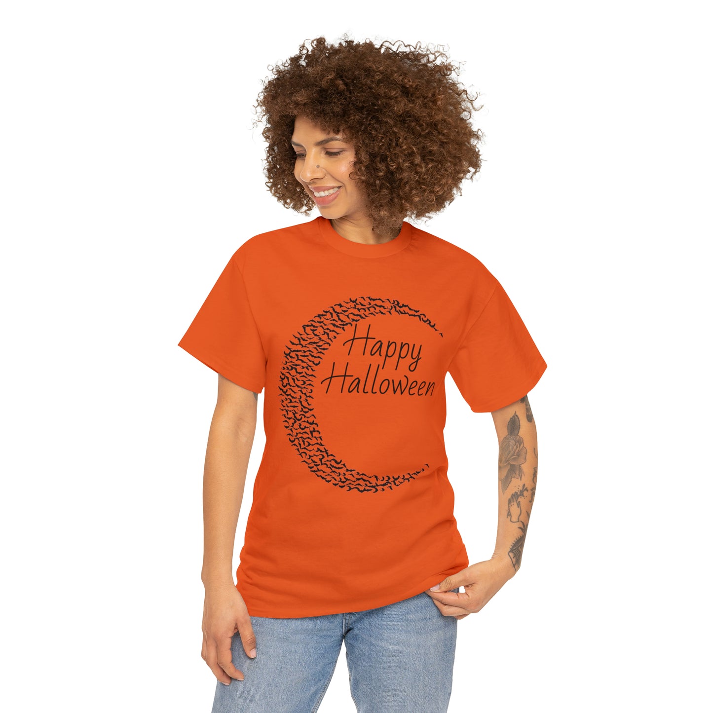 Halloween Moon Bats - Unisex Heavy Cotton Tee