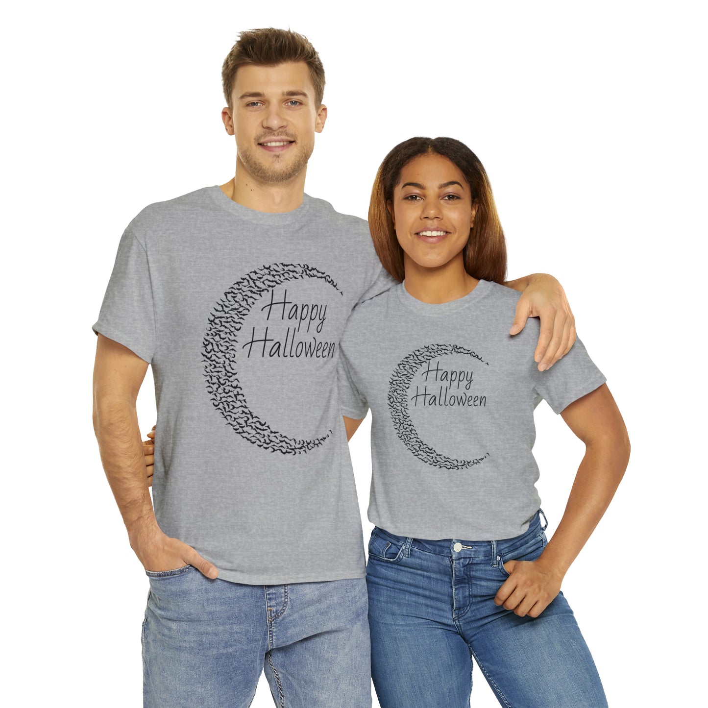Halloween Moon Bats - Unisex Heavy Cotton Tee