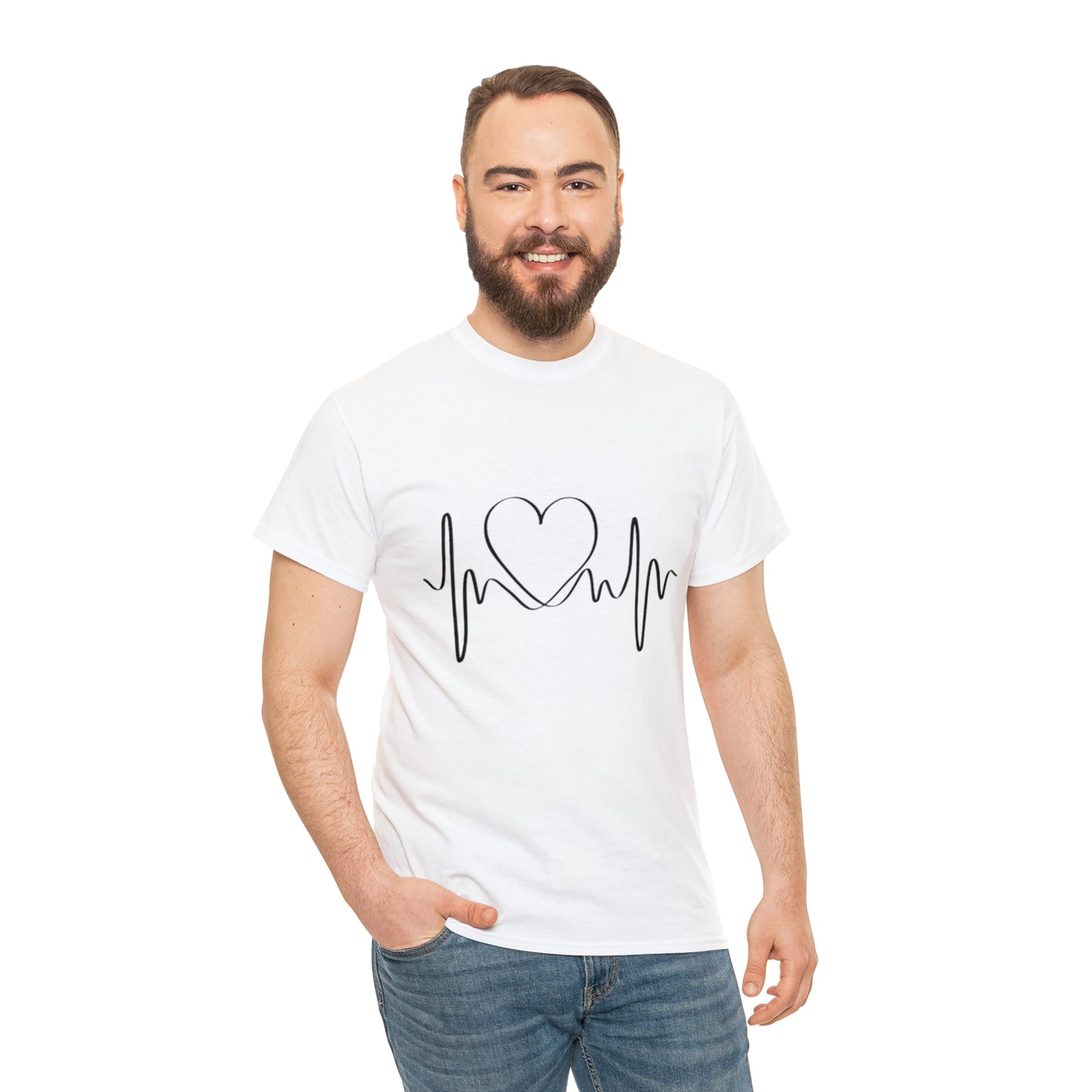 Halloween Scary Heart lines - Unisex Heavy Cotton Tee