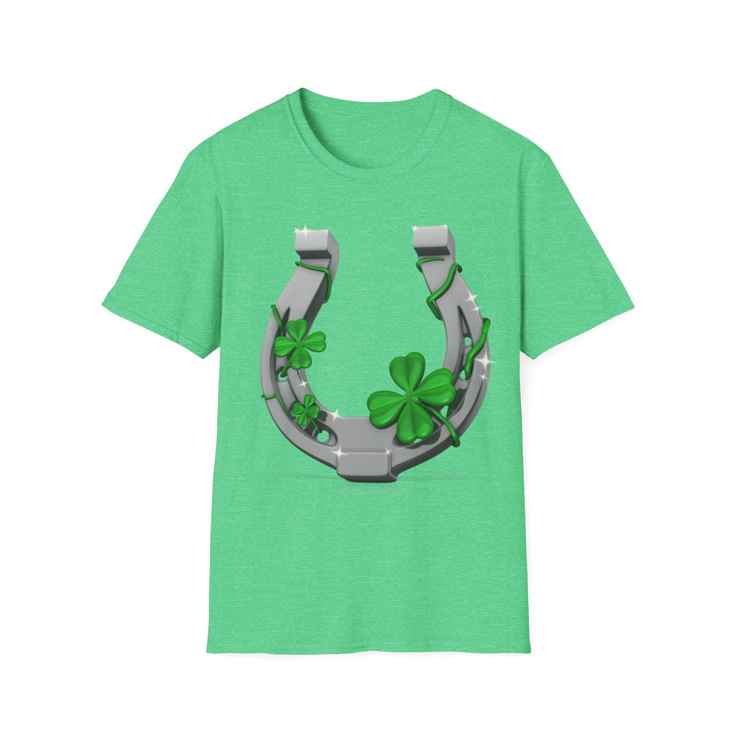 St. Patricks Day Horseshoe Clover - Soft-Style T-shirt