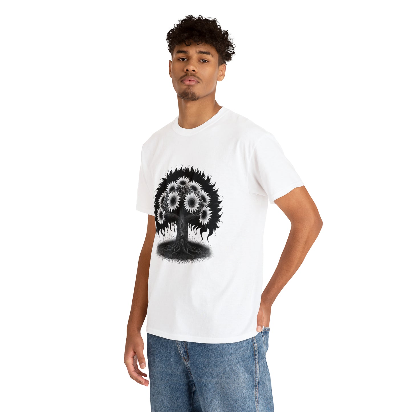 Halloween Scary Sunflower Tree - Unisex Heavy Cotton Tee