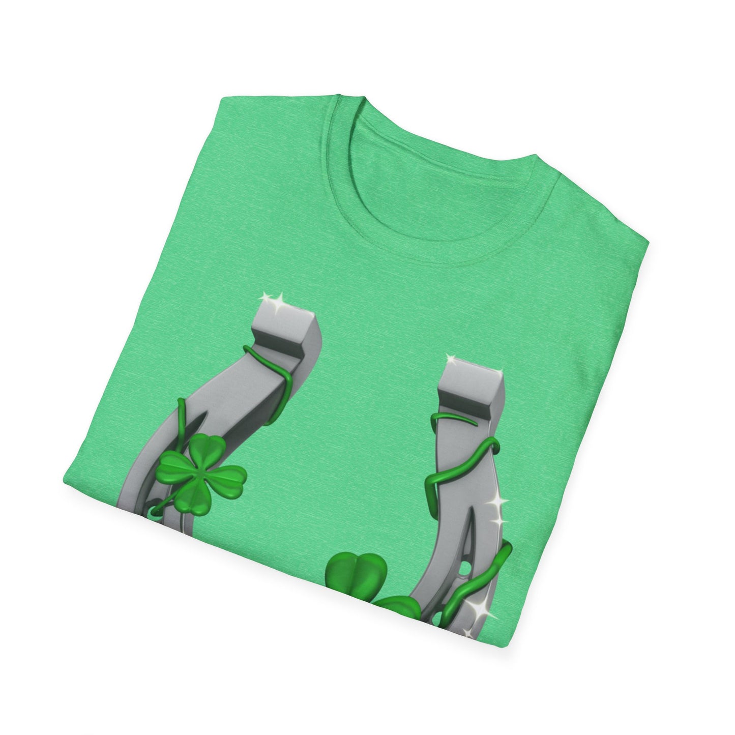 St. Patricks Day Horseshoe Clover - Soft-Style T-shirt