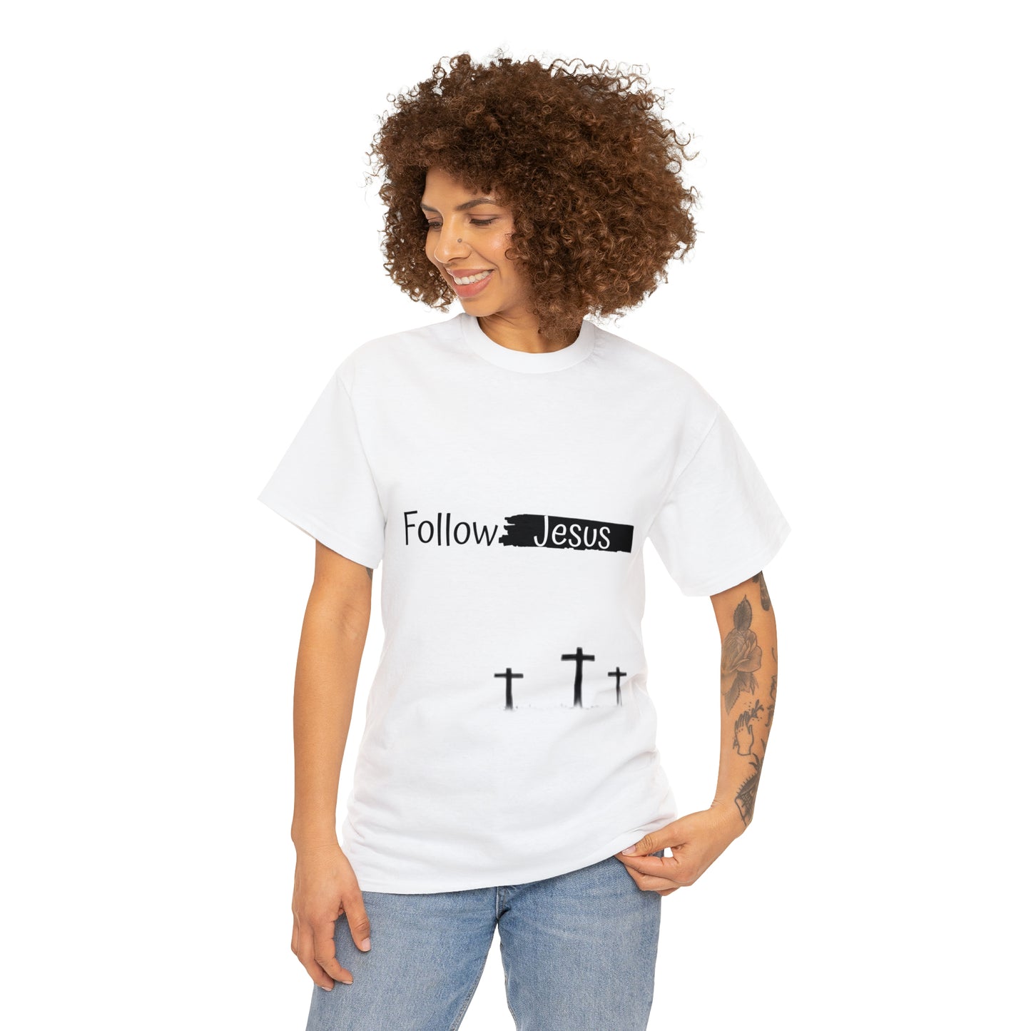 Follow Jesus01 Christian tshirt - Unisex Heavy Cotton Tee
