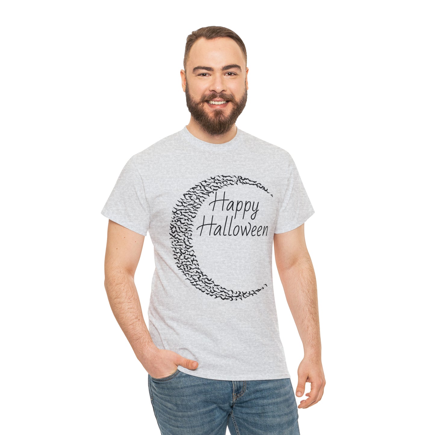 Halloween Moon Bats - Unisex Heavy Cotton Tee