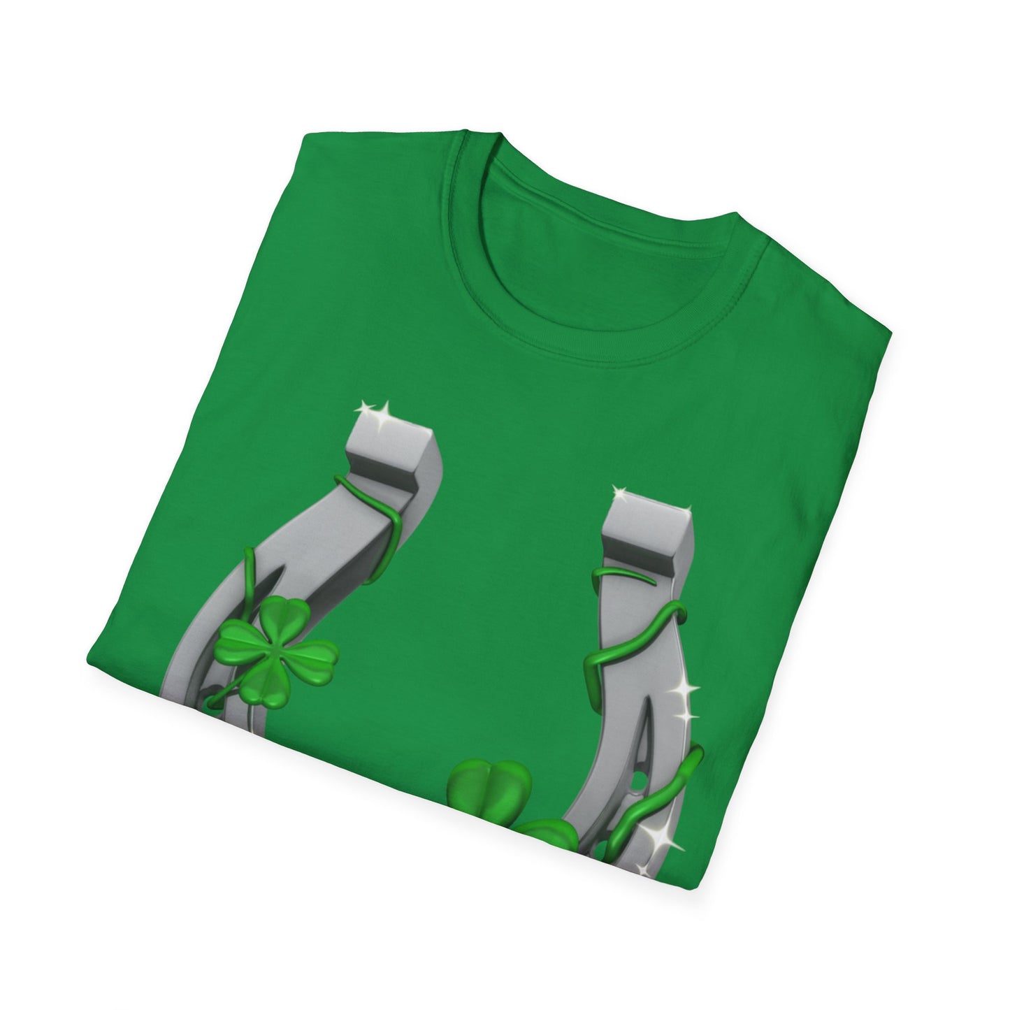 St. Patricks Day Horseshoe Clover - Soft-Style T-shirt