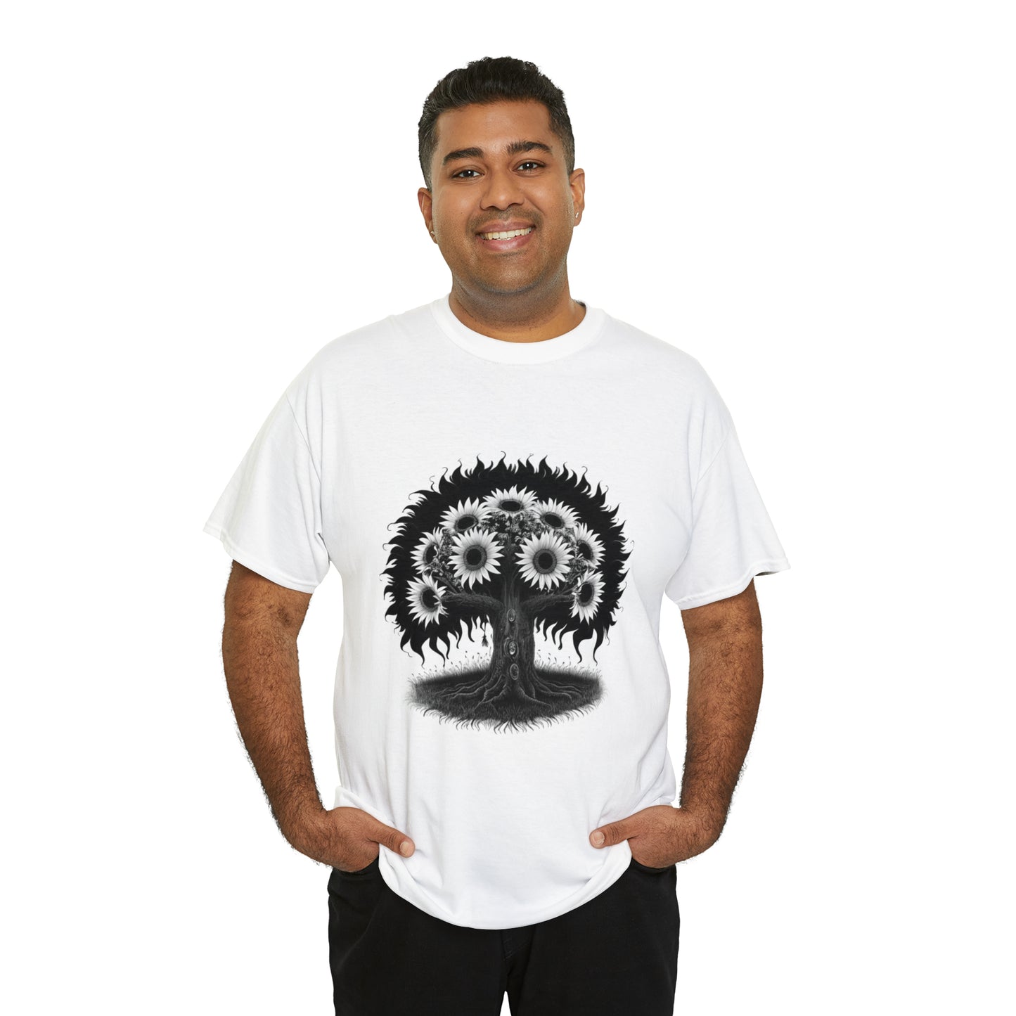 Halloween Scary Sunflower Tree - Unisex Heavy Cotton Tee