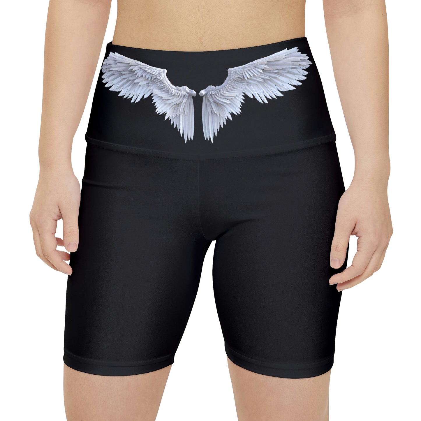 Women's Athletic Shorts with White Wings Graphics