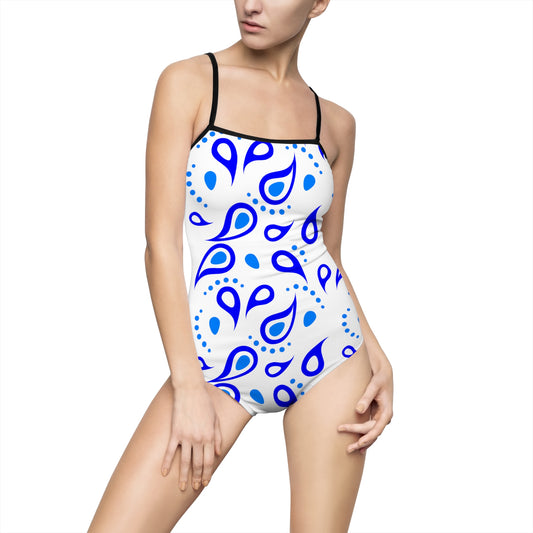 Swimsuit Season: Show Off Your Style in This Cute Blue Paisley One-Piece