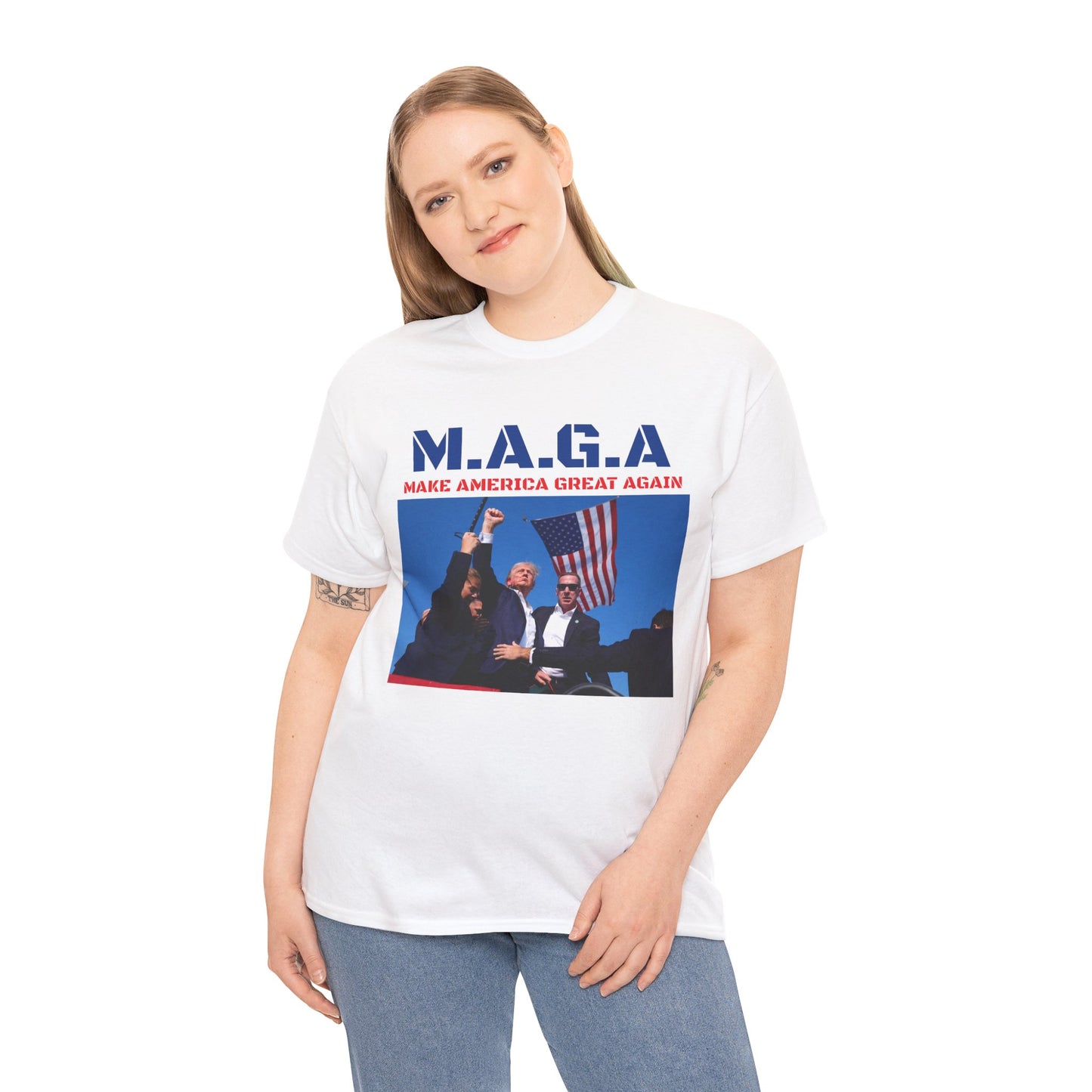 Trump 2024 - Make America Great Again (Shot Explicit Version) Unisex Heavy Cotton Tee