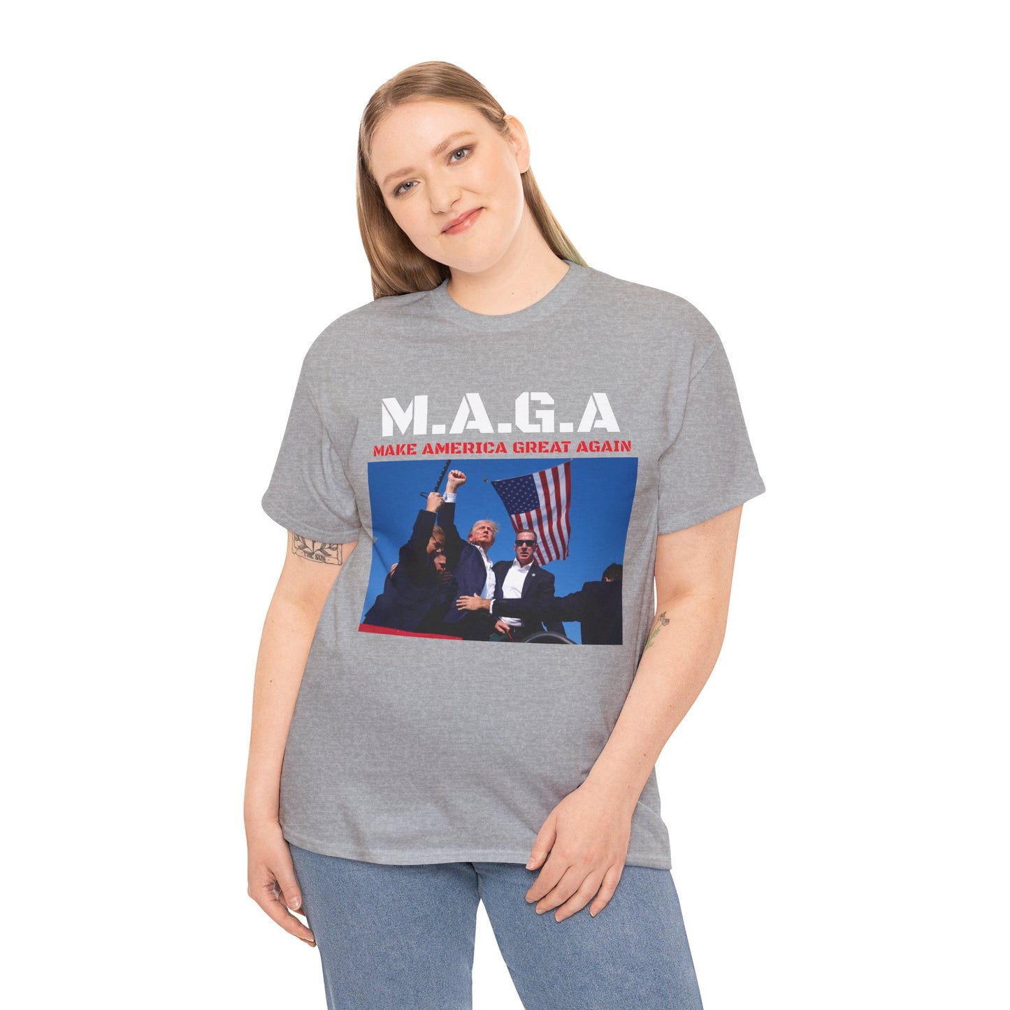 Trump 2024 - Make America Great Again (Shot Explicit Version) Unisex Heavy Cotton Tee