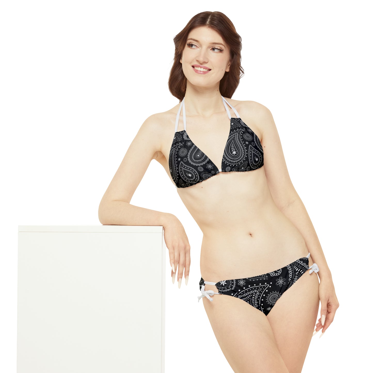 Paisley Black #2 - Strappy Bikini Set (AOP)