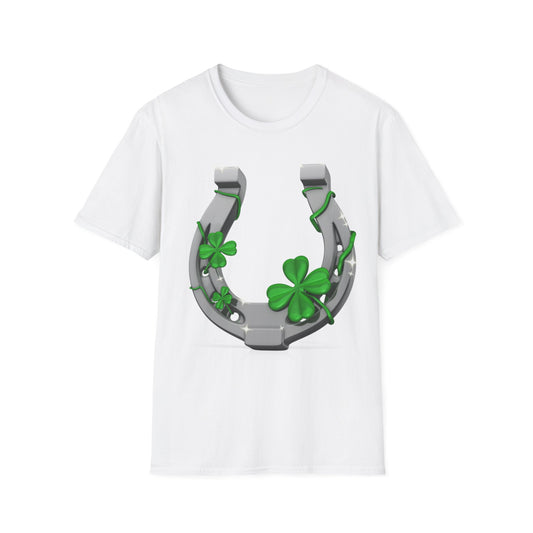 St. Patricks Day Horseshoe Clover - Soft-Style T-shirt