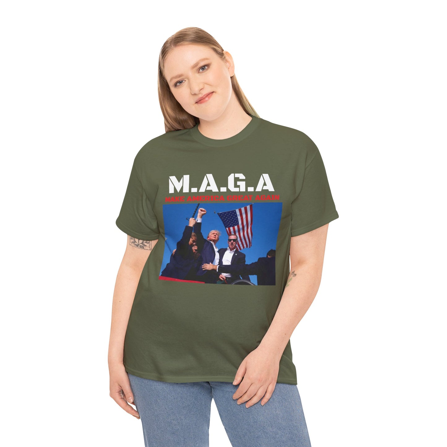 Trump 2024 - Make America Great Again (Shot Explicit Version) Unisex Heavy Cotton Tee